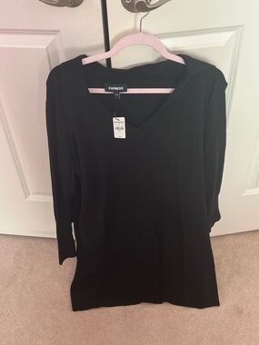 Express Black Long Sleeve V-Neck Sweater Dress